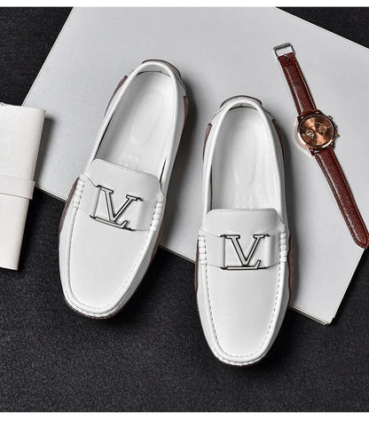 Mens Casual Leather Shoes Cowhide Loafers Genuine Leather Flats Driving Sneakers