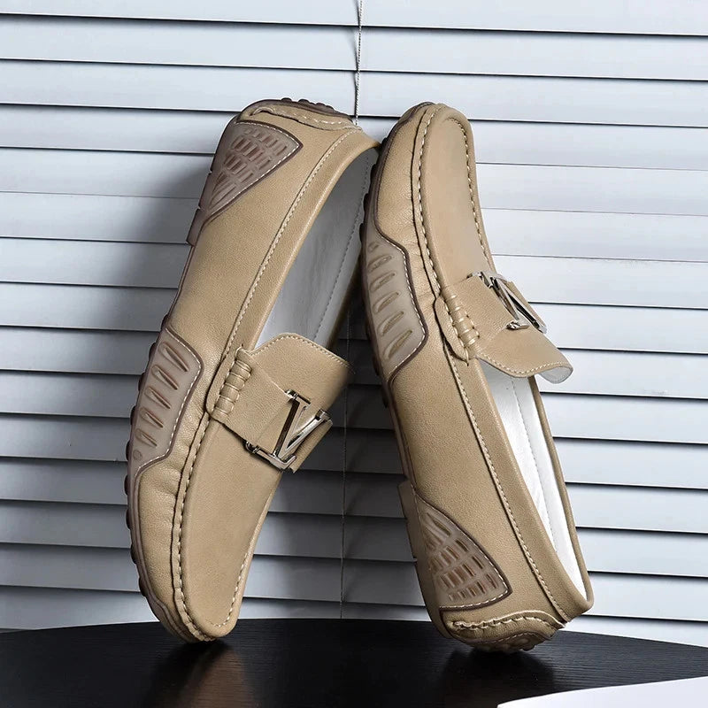 Mens Casual Leather Shoes Cowhide Loafers Genuine Leather Flats Driving Sneakers