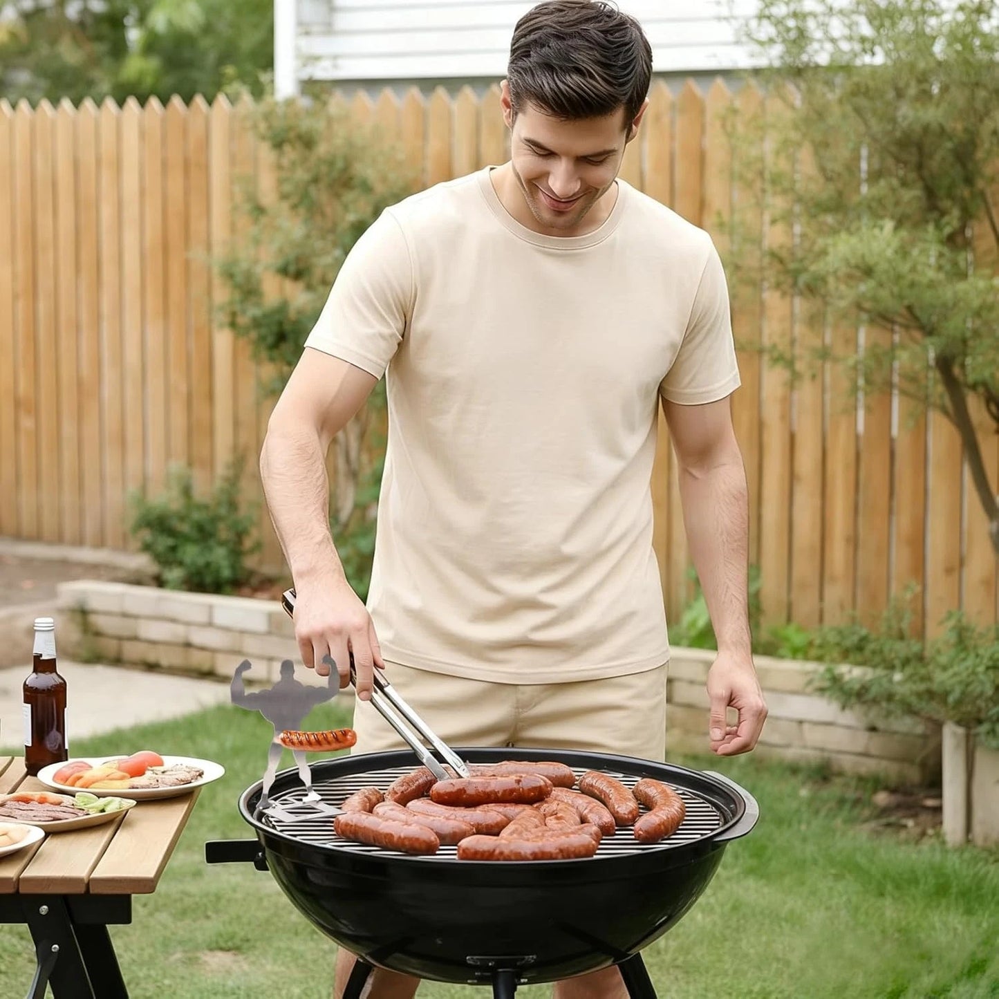 Stainless Steel Muscle Man Hot Dog Holder - Fun BBQ Accessory