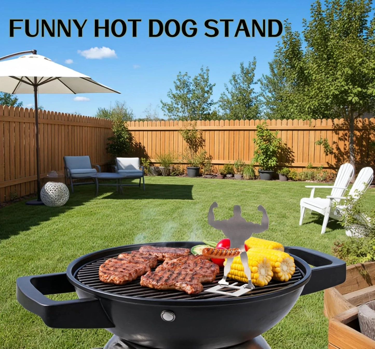 Stainless Steel Muscle Man Hot Dog Holder - Fun BBQ Accessory