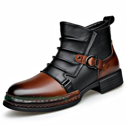 Men's Retro Ankle Boots Fashion Casual Zipper Platform Comfortable Shoes
