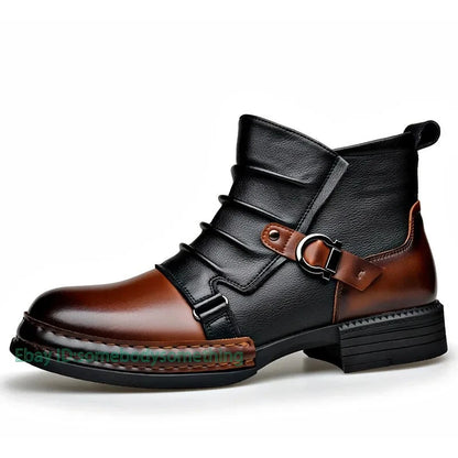 Men's Retro Ankle Boots Fashion Casual Zipper Platform Comfortable Shoes