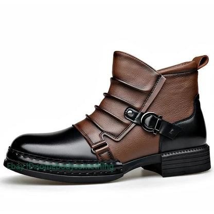 Men's Retro Ankle Boots Fashion Casual Zipper Platform Comfortable Shoes