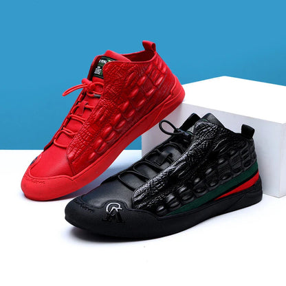 Men's High Top Crocodile Pattern Casual Shoes
