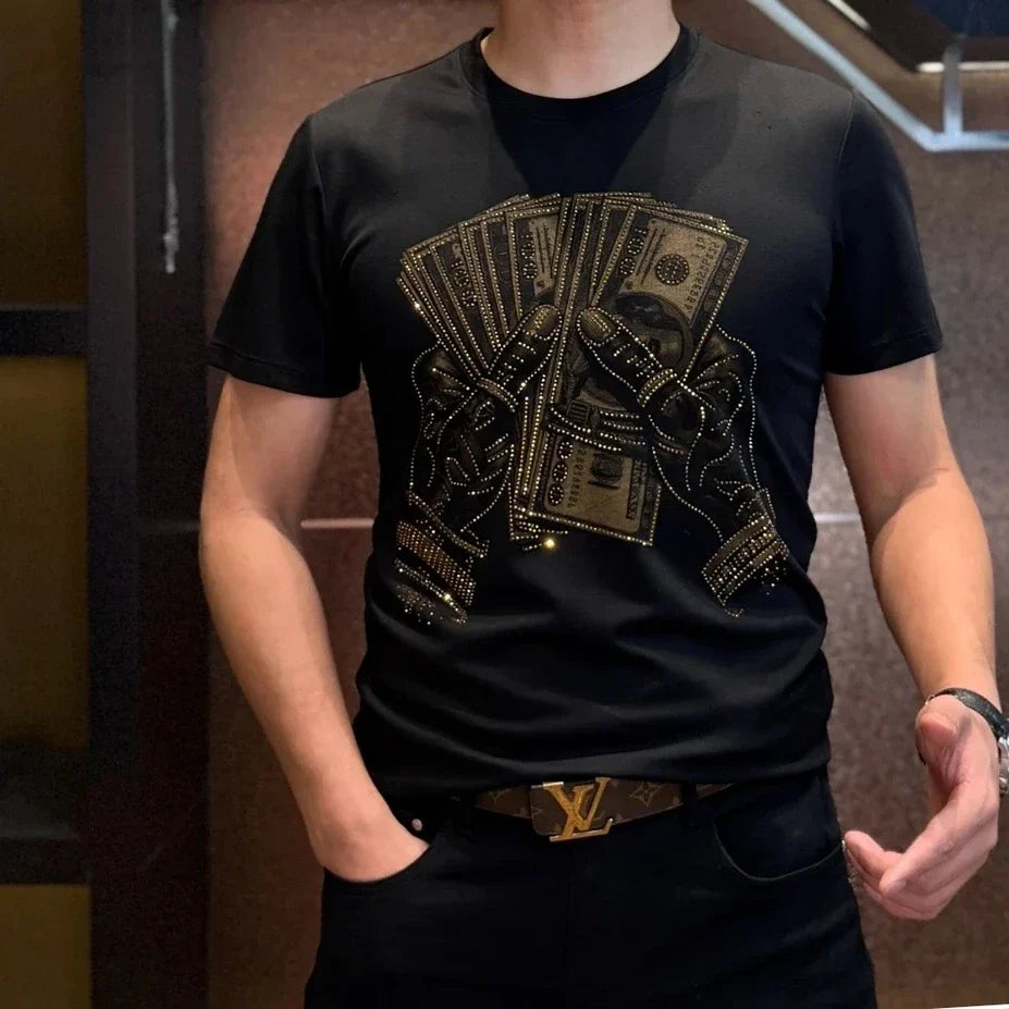 Men's Trendy Rhinestone Short Sleeves